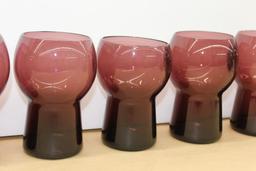 Set of 6 Artist-Made Amethyst Glass Cups