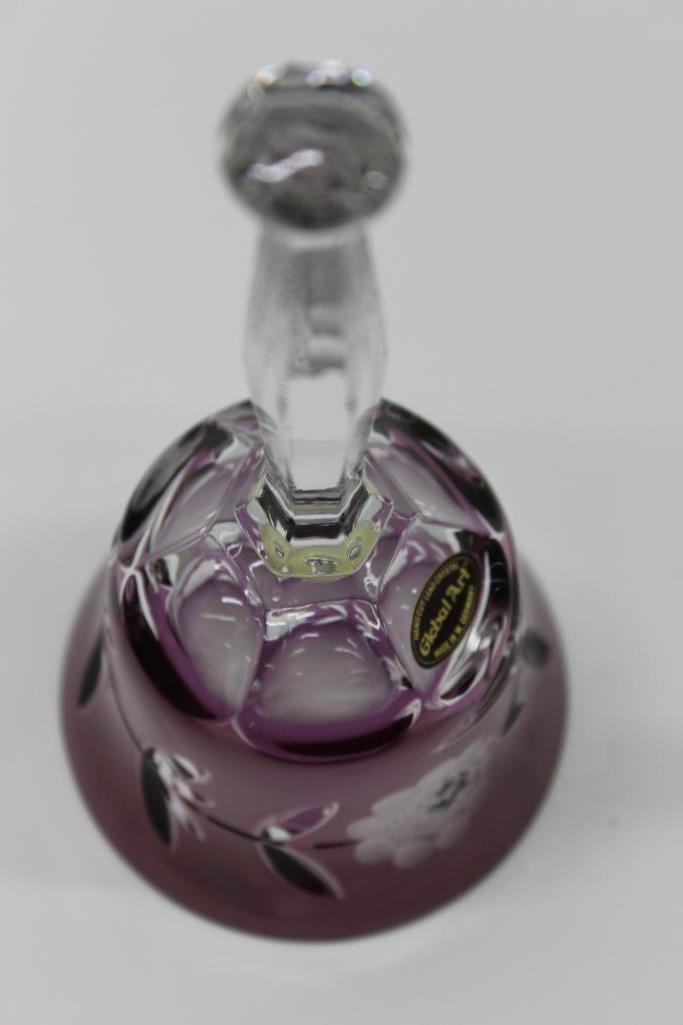 Global Art Hand Cut Purple Lead Crystal Bell