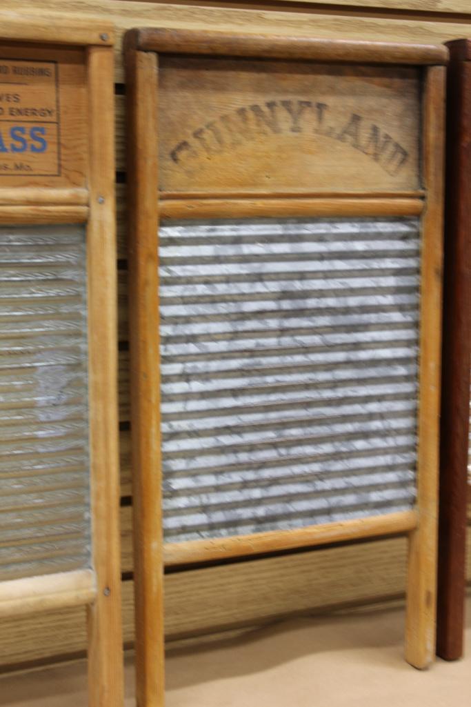 Four Antique Wood Framed Washboards