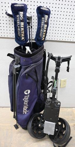 RH Golf Clubs with Taylormade Bag & Intech Cart