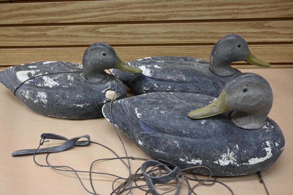 Three Herters Duck Decoys with Styrofoam Body & Plastic Heads