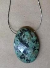 Sterling Silver Necklace with Polished Stone Charm