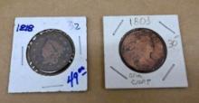 1818 & 1803 One Cent Coins