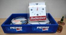 Vintage Budweiser Clock with Hamm's & Tivoli Beer Trays