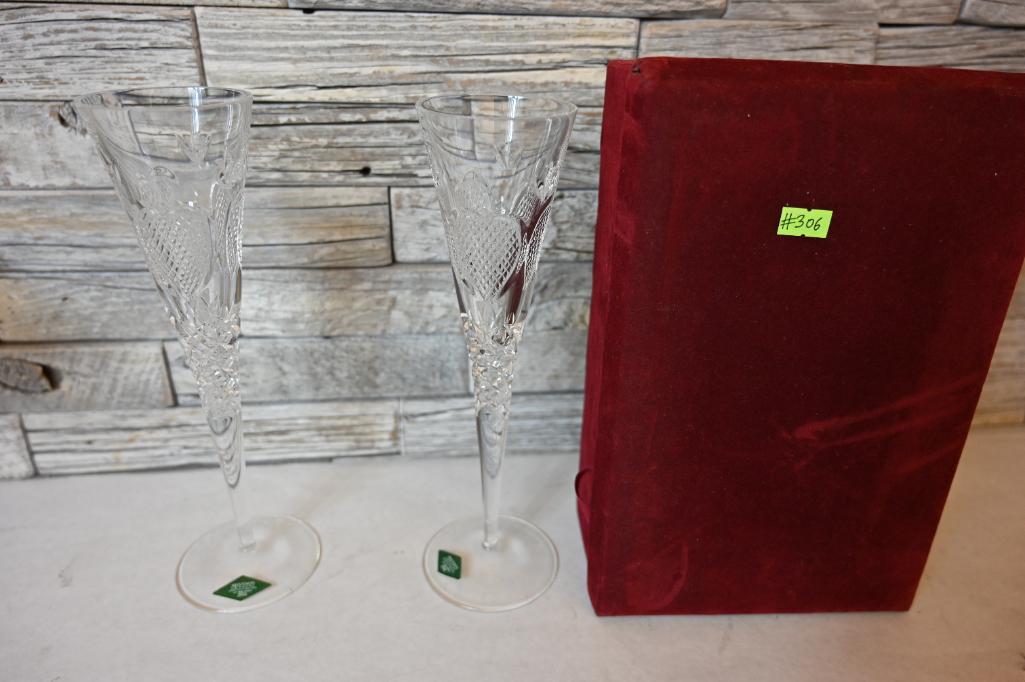 Two Shannon Crystal 10.5" Champagne Glasses