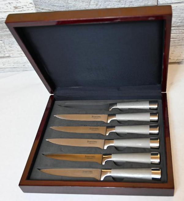 Six Messerstahl Steak Knives with Box