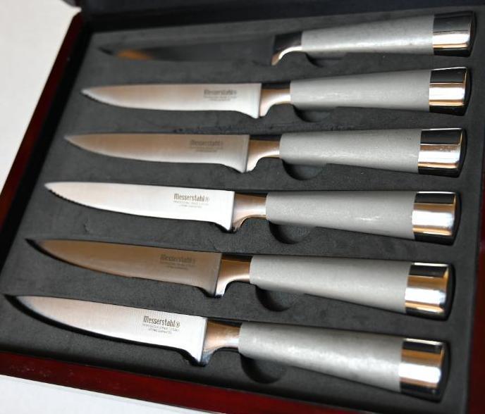 Six Messerstahl Steak Knives with Box