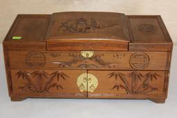 Great Asian-Style Wood Jewelry Box with Multiple Compartments