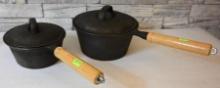 1 & 2 QT Cast Iron Sauce Pans with Lids