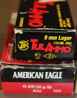 Mixed 45 Auto, 9mm Luger, and 38 AMU Ammunition