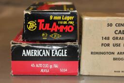 Mixed 45 Auto, 9mm Luger, and 38 AMU Ammunition