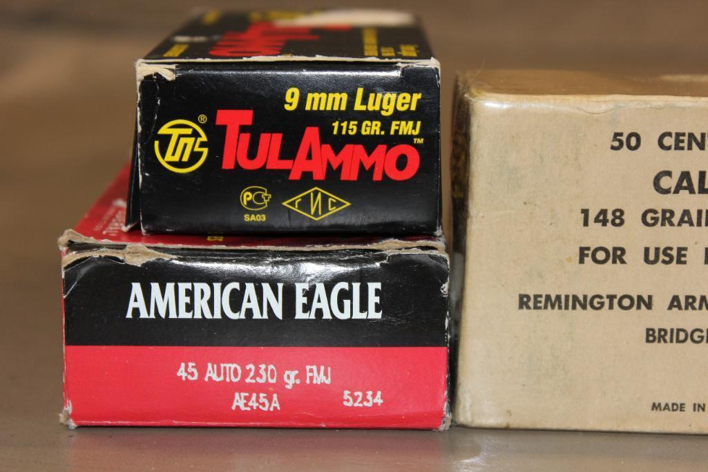 Mixed 45 Auto, 9mm Luger, and 38 AMU Ammunition