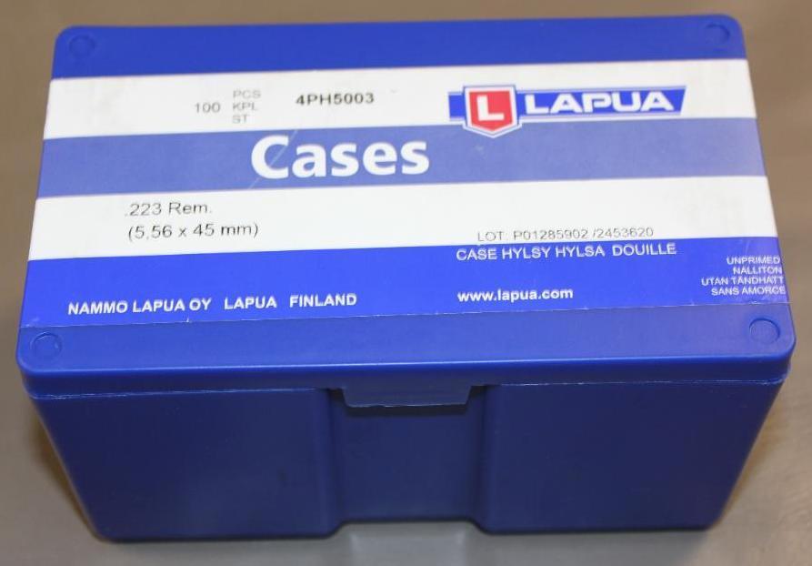 Full Open Box of 100 + 1 Pieces Lapua .223 Rem Brass