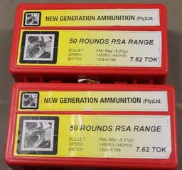 100 Rounds RSA Range 7.62 Tokarev Ammunition