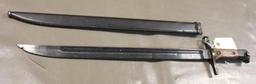 Rare Type 30 WWII Bayonet and Scabbard with Damaged Pommel from Bullet Strike