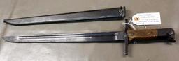 Rare Type 30 WWII Bayonet and Scabbard with Damaged Pommel from Bullet Strike