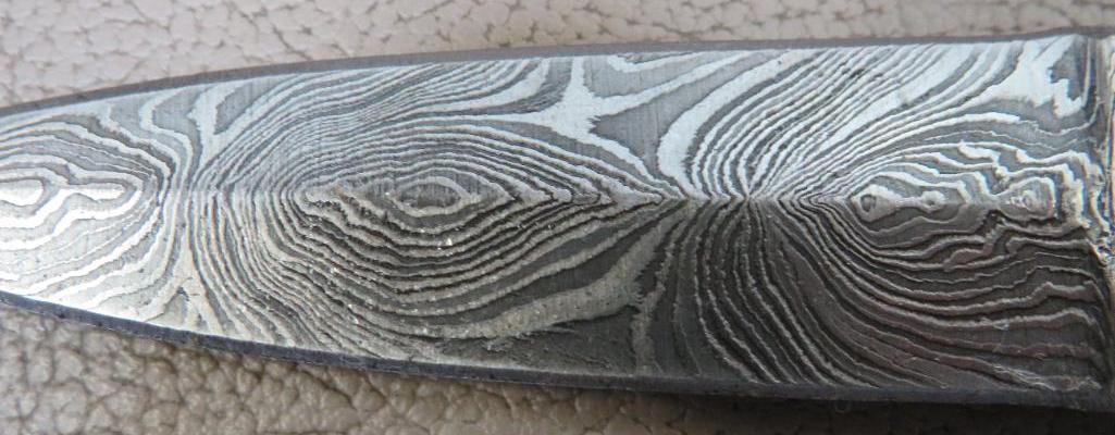 Damascus Pattern Double Edged Boot Knife