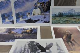 Six Large Wildlife Themed Art Prints by Tom Mansanarez and Others