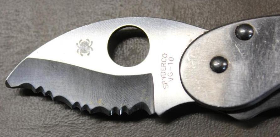 Cute Stainless Spyderco VG-10 Serrated Folding Knife