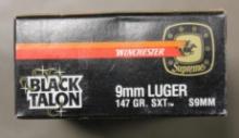 20 Rounds Winchester Supreme Black Talon 9mm Luger Ammunition