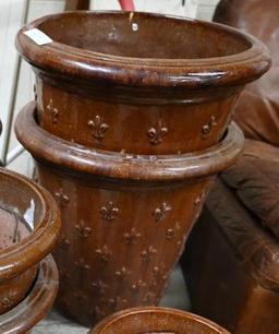 Seven Brown Ceramic Planters