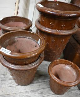 Seven Brown Ceramic Planters