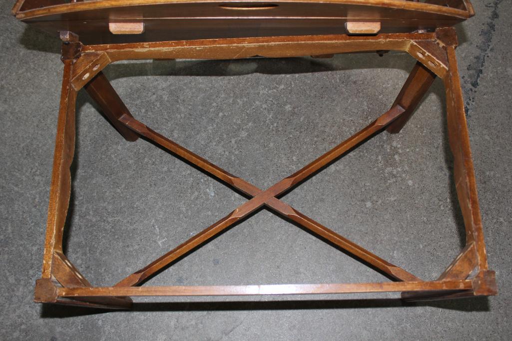 Wood Tray Table with Hinged Walls