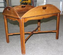 Wood Tray Table with Hinged Walls