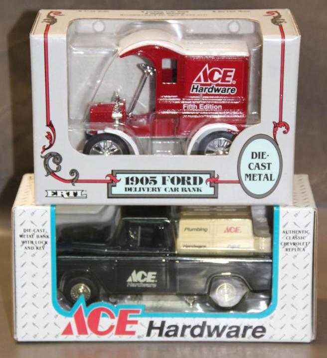 Two New in Box Die Cast Ace Hardware Truck Banks