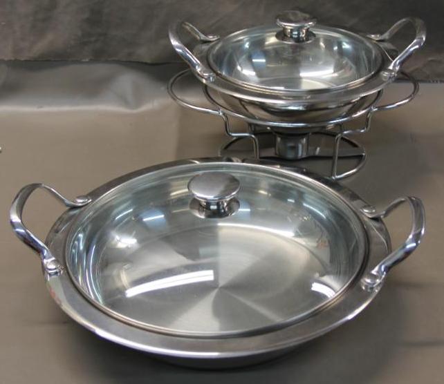 Two Stainless Wolfgang Puck Buffet Servers with Lids