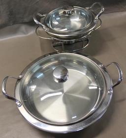 Two Stainless Wolfgang Puck Buffet Servers with Lids