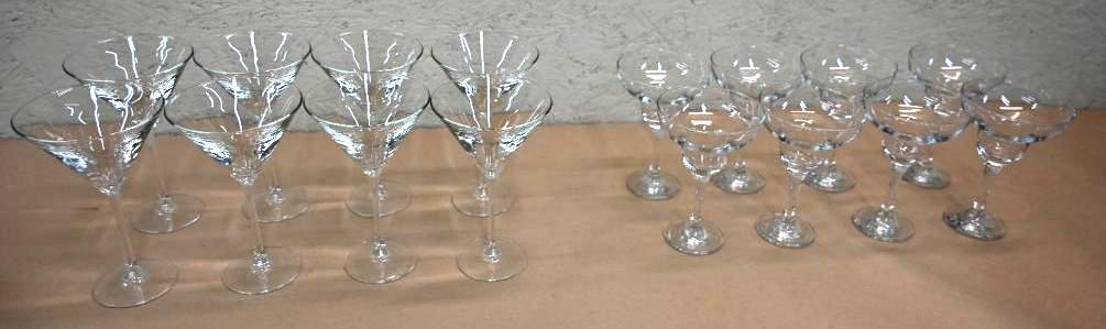 Eight Martini Glasses & Eight Margarita Glasses