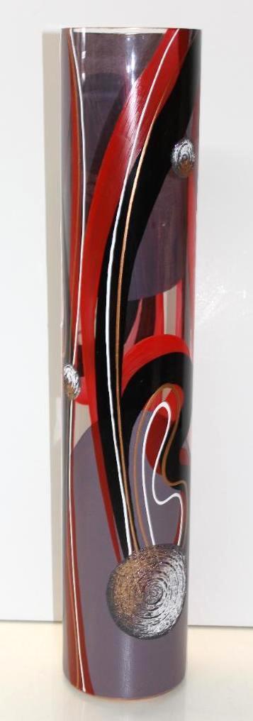 Large Painted Glass Art Vase