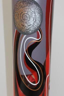 Large Painted Glass Art Vase