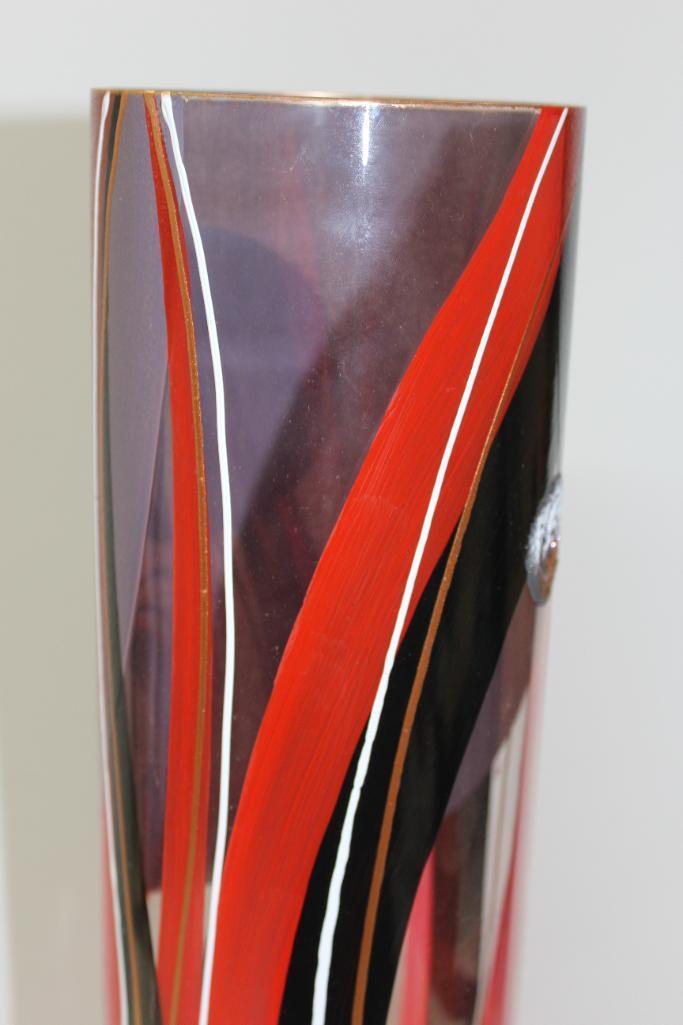 Large Painted Glass Art Vase