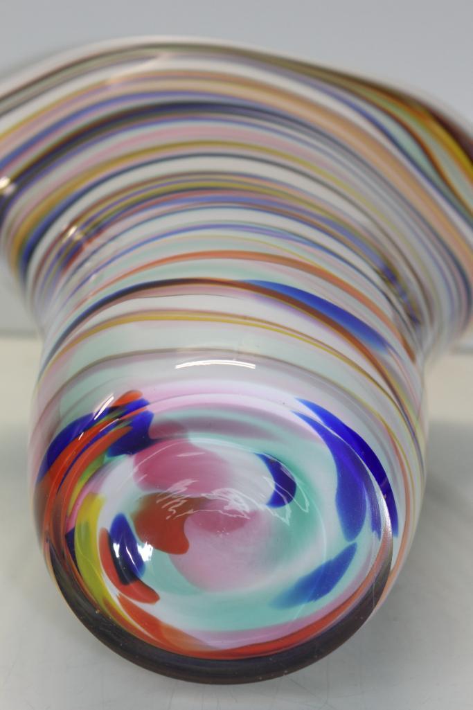 Excellent Hand Made Swirling Glass Vase Tagged Krosno Jozefina