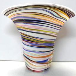 Excellent Hand Made Swirling Glass Vase Tagged Krosno Jozefina