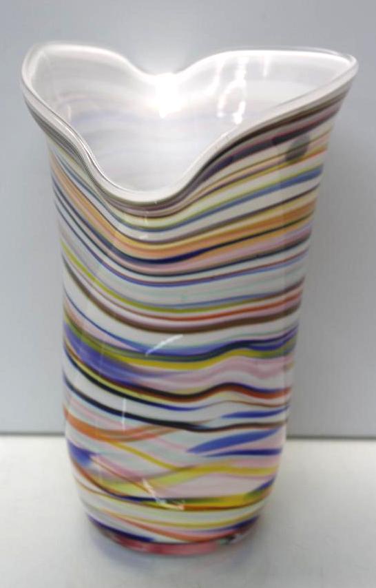 Excellent Hand Made Swirling Glass Vase Tagged Krosno Jozefina