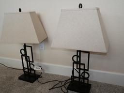 Pair of Modern Industrial Lamps with Shades