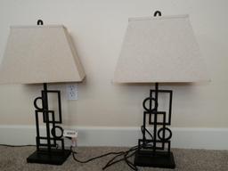 Pair of Modern Industrial Lamps with Shades