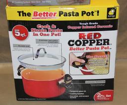 Red Copper 5 Qt. Pasta Pot and Dash 8" Express Griddle