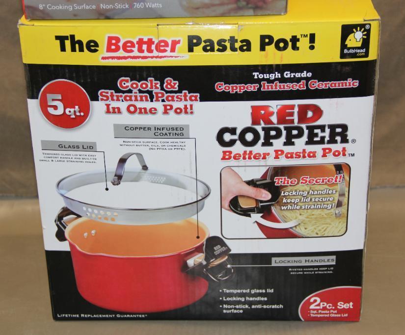 Red Copper 5 Qt. Pasta Pot and Dash 8" Express Griddle