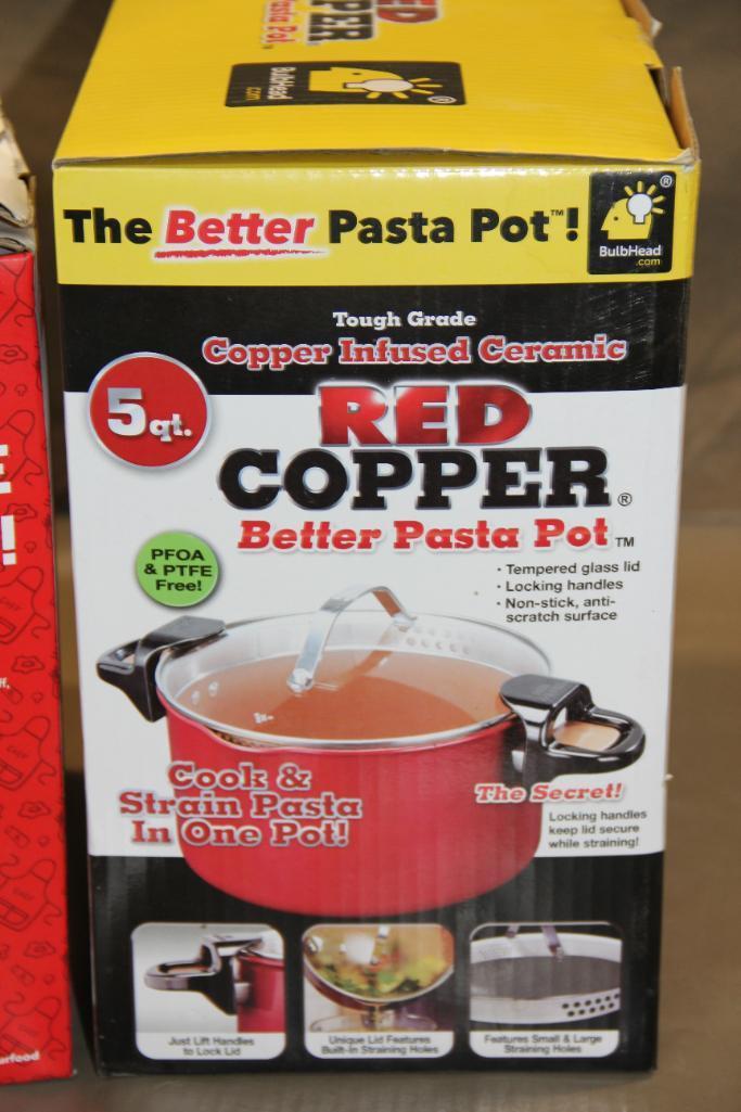 Red Copper 5 Qt. Pasta Pot and Dash 8" Express Griddle