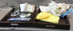 Miscellaneous Hobby Items with Two Large Wood Trays