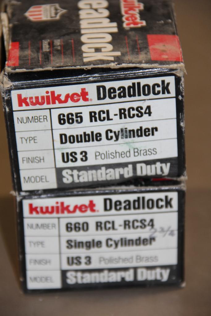 Variety of Brass Kwikset Door Knob Lock Sets and Deadlock Sets