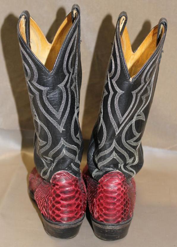 Red and Black Snakeskin Man's Western Boots