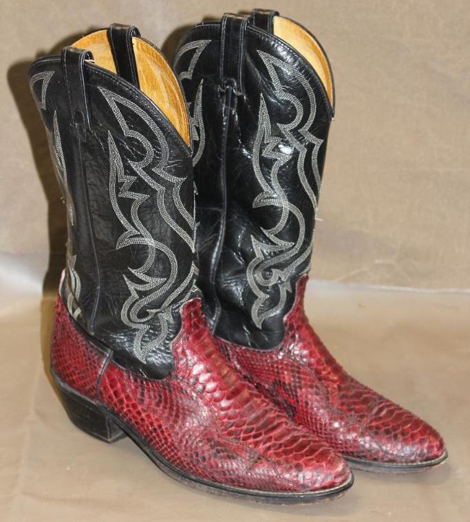 Red and Black Snakeskin Man's Western Boots