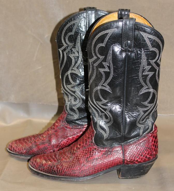 Red and Black Snakeskin Man's Western Boots