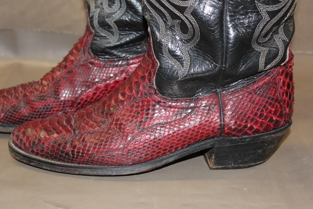 Red and Black Snakeskin Man's Western Boots