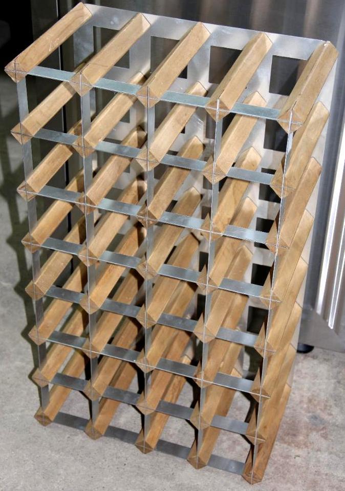 Modern, Stylish Wine Rack in Wood and Steel